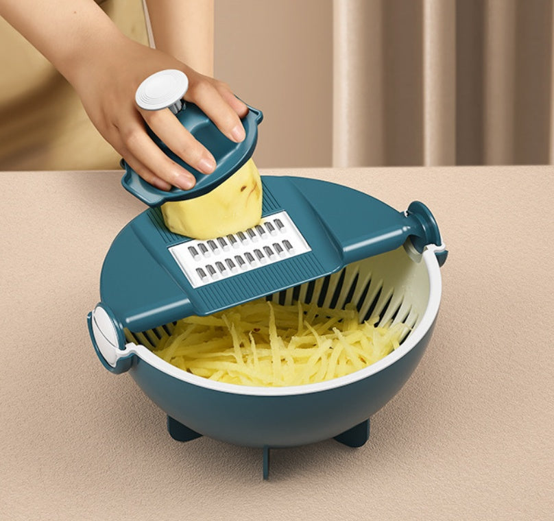 KitchenPro™ -  9-i-1 Grönsaksskärare med Durkslag