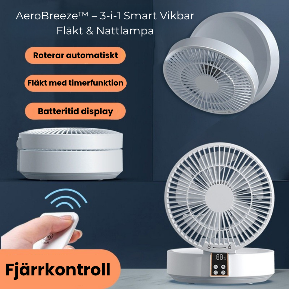 AeroBreeze™ – 3-i-1 Smart Vikbar Fläkt & Nattlampa