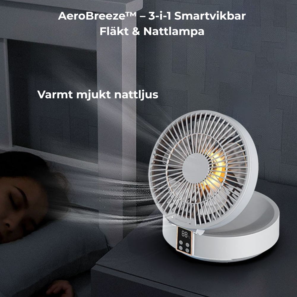 AeroBreeze™ – 3-i-1 Smart Vikbar Fläkt & Nattlampa