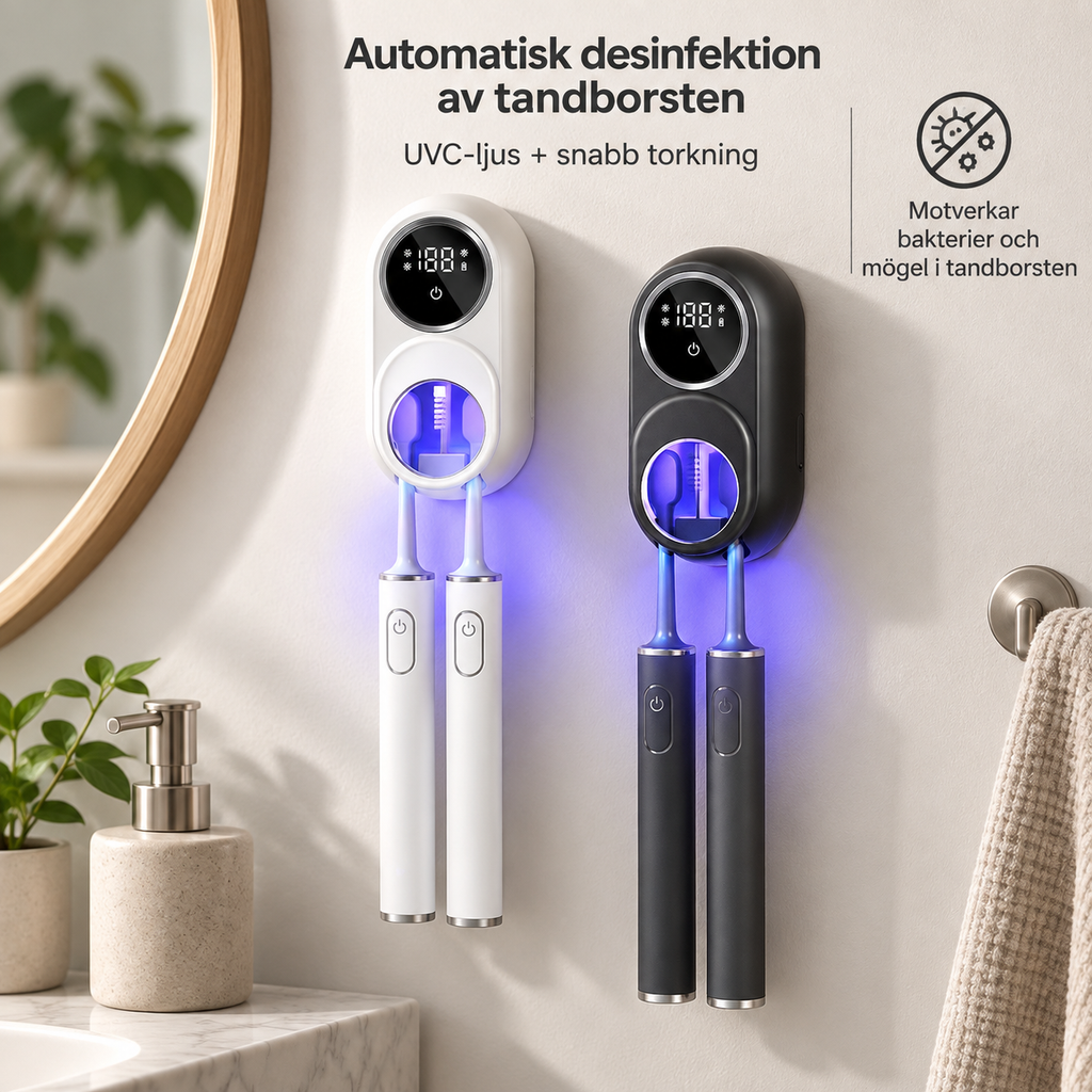 PureBrush – Smart tandborstrengörare med UV-C desinfektion och värmetorkning