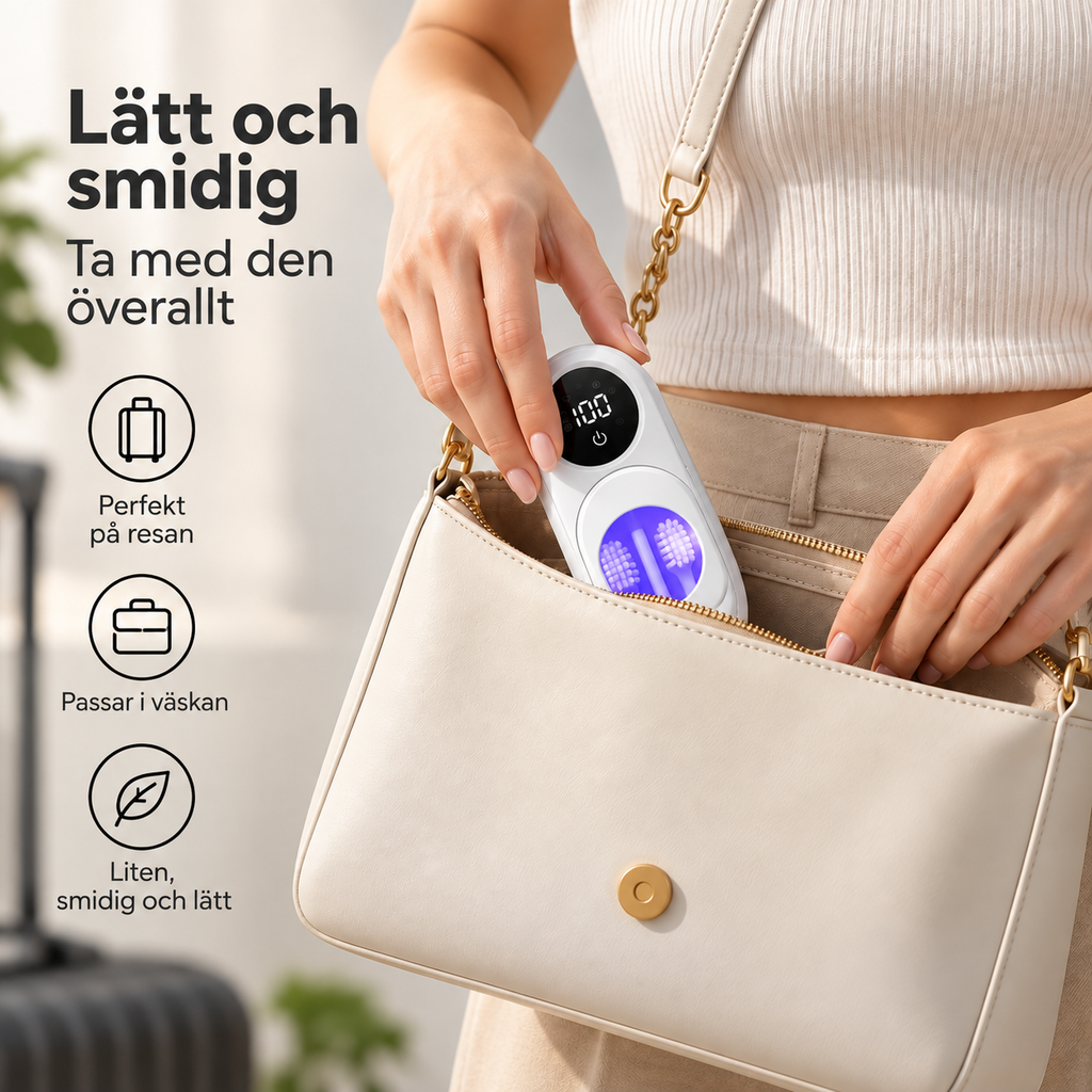PureBrush – Smart tandborstrengörare med UV-C desinfektion och värmetorkning