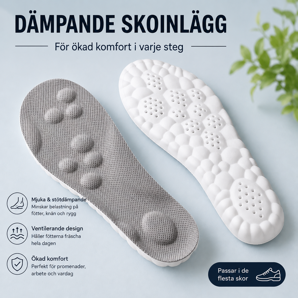 Ergonomiska Skoinlägg – Avlastning & stötdämpning för trötta fötter