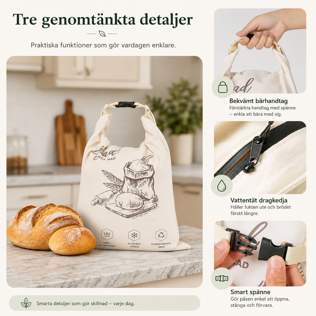 FreshKeep™ - Brödpåse med bivax - Återanvändbar förvaring för färskt bröd