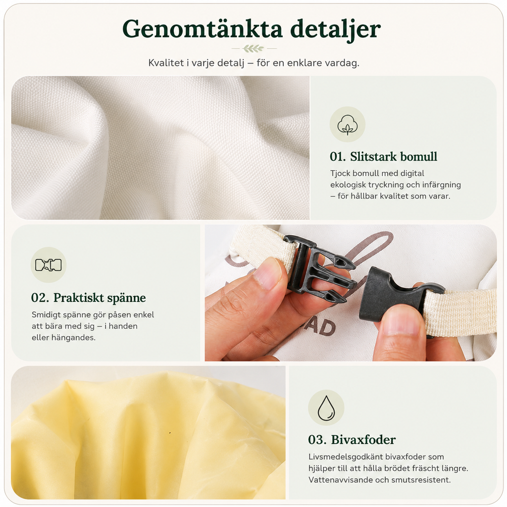 FreshKeep™ - Brödpåse med bivax - Återanvändbar förvaring för färskt bröd