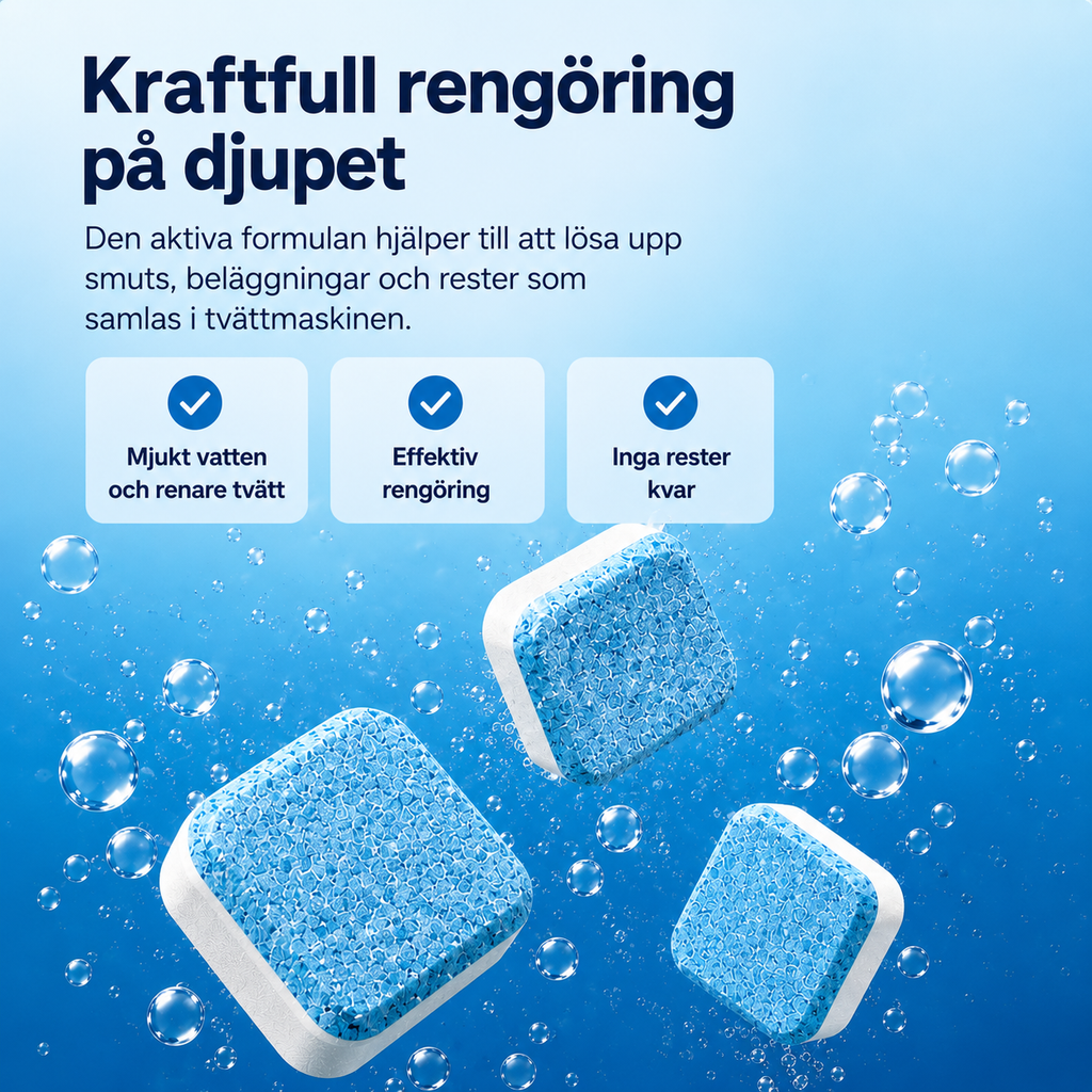 🔥 Kraftfulla djuprengöringstabletter för tvättmaskiner – Eliminerar dålig lukt snabbt