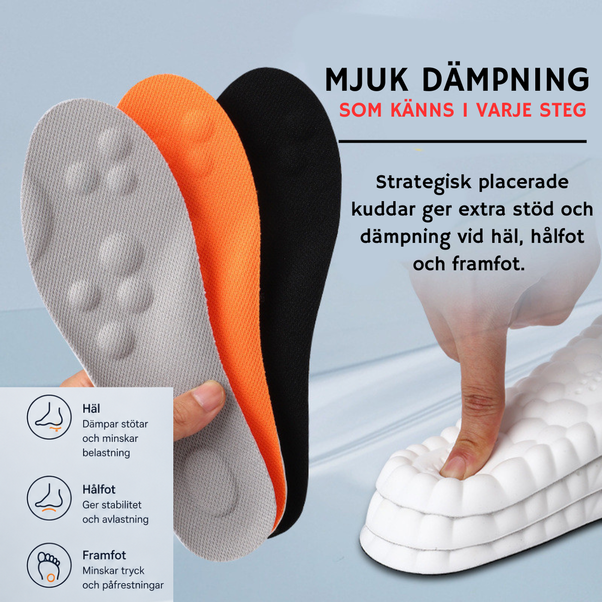 Ergonomiska Skoinlägg – Avlastning & stötdämpning för trötta fötter