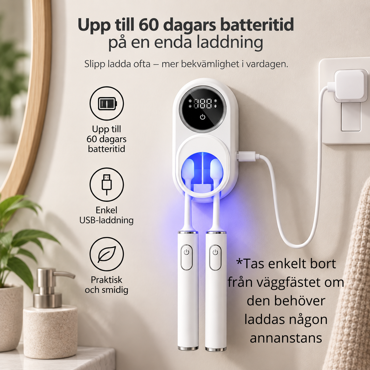 PureBrush – Smart tandborstrengörare med UV-C desinfektion och värmetorkning