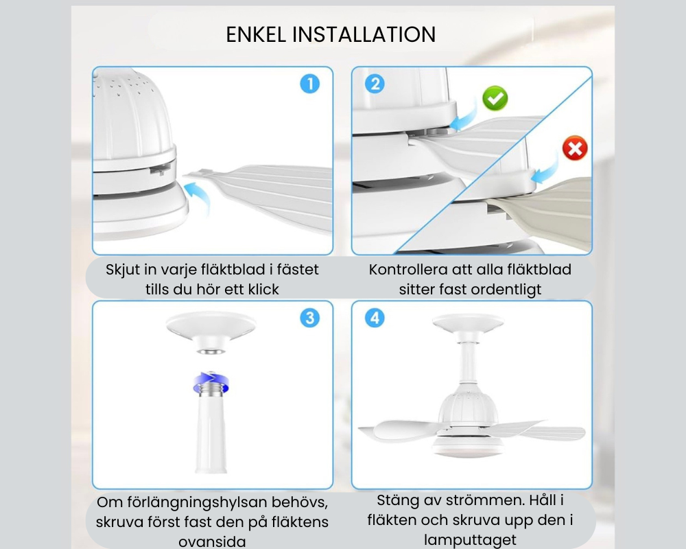 AeroLight E27 – Smidig Takfläkt med Integrerad LED-belysning