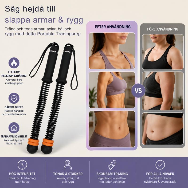 Portabelt Träningsrep - För kraftfull helkroppsträning hemma likt Battle Rope