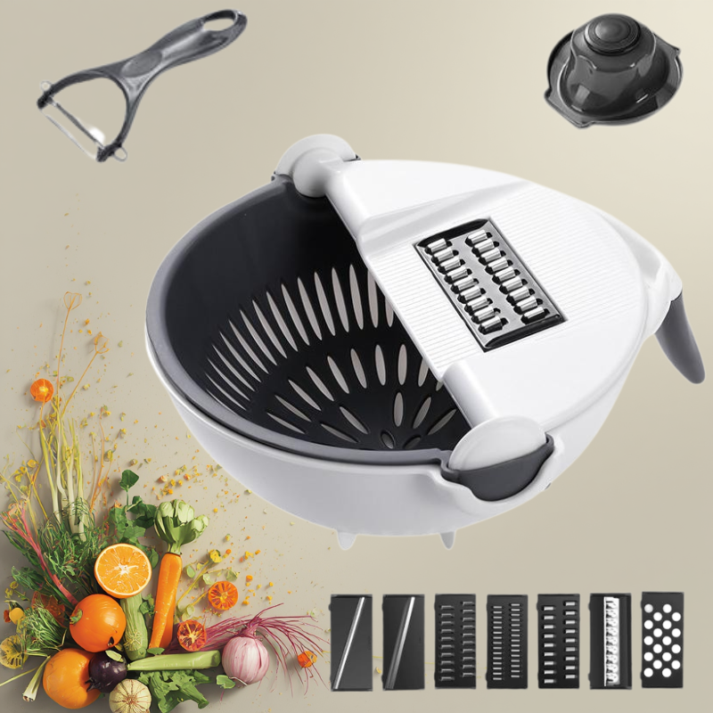 KitchenPro™ -  9-i-1 Grönsaksskärare med Durkslag