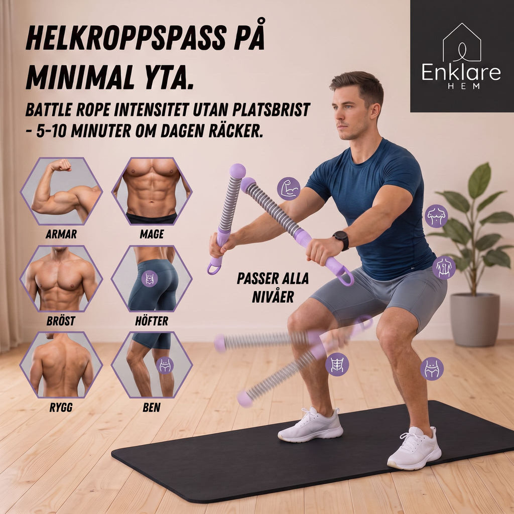 Portabelt Träningsrep - För kraftfull helkroppsträning hemma likt Battle Rope